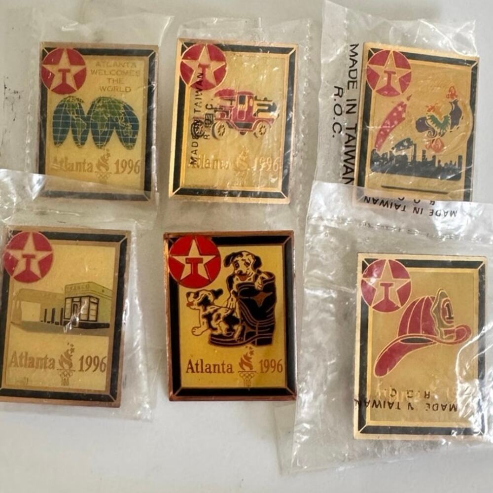 Vintage 1996 Texaco Olympic Pin Set of 6 Atlanta Enamel Collectors Memorabilia